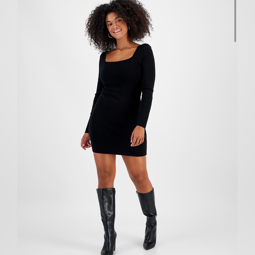 bar III bodycon collection Square-Neck Bodycon Sweater Dress plus size